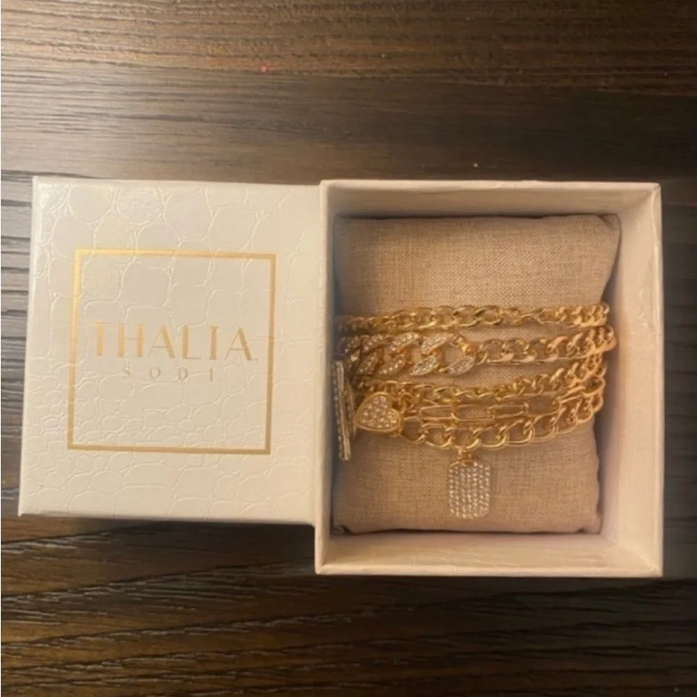 NEW Thalia Sodi gold tone chain link bracelet set